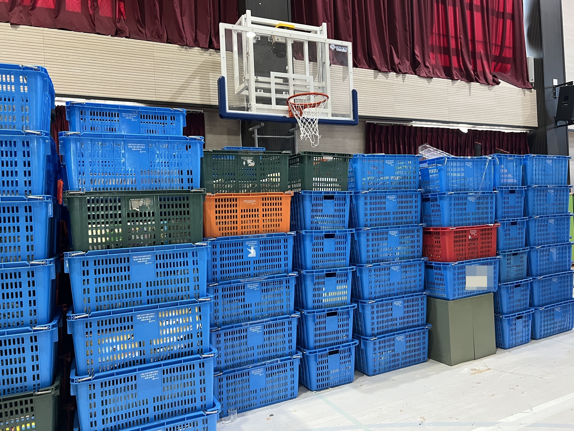 학교이전 강당 보관